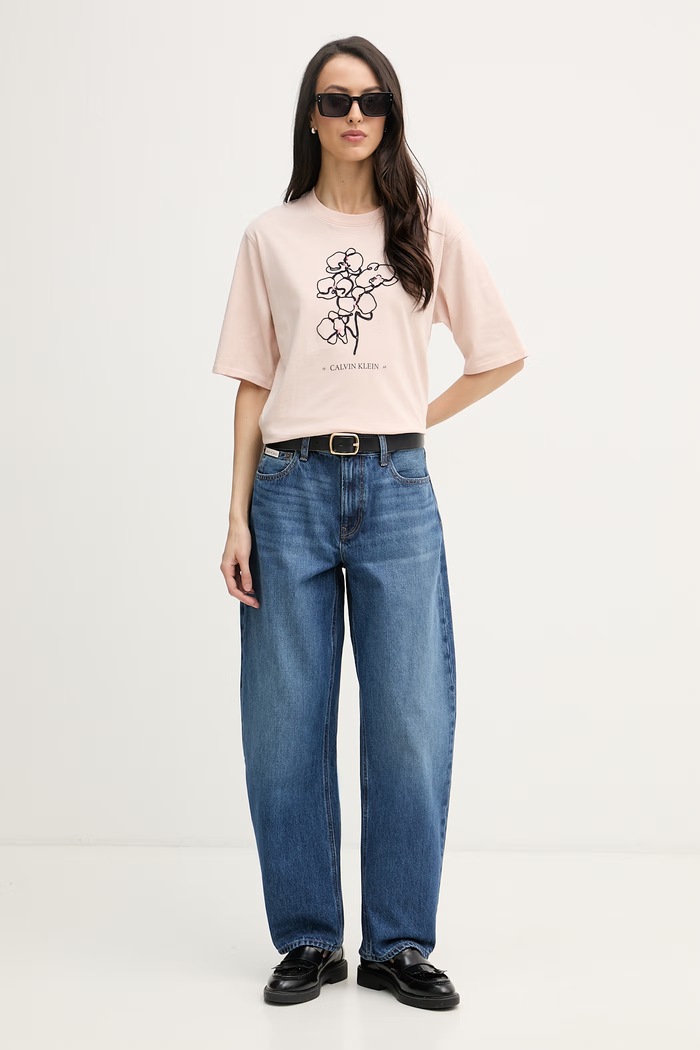 Calvin Klein Jeans тениска дамска от памук LV047F804G розов SS26