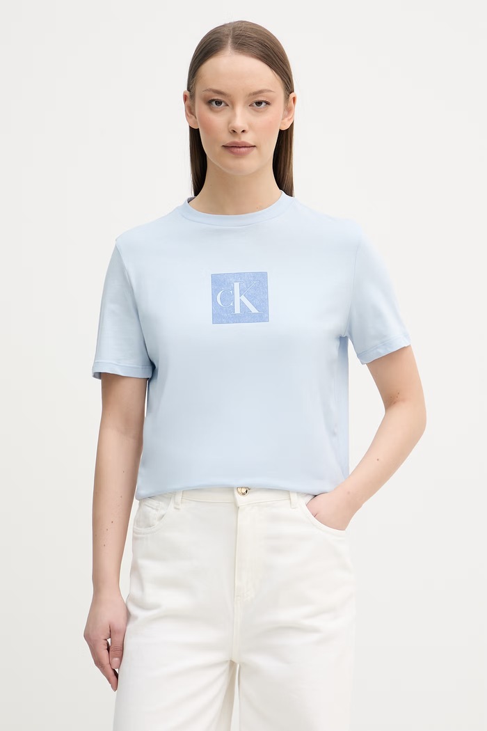 Calvin Klein Jeans тениска дамска памучна син LV047F819G