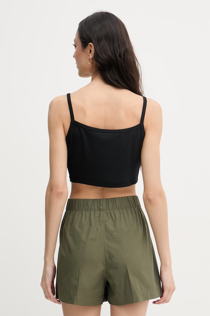 Oblečenie Calvin Klein Jeans crop top dámsky bavlnený s elastanom LV047F221G čierna