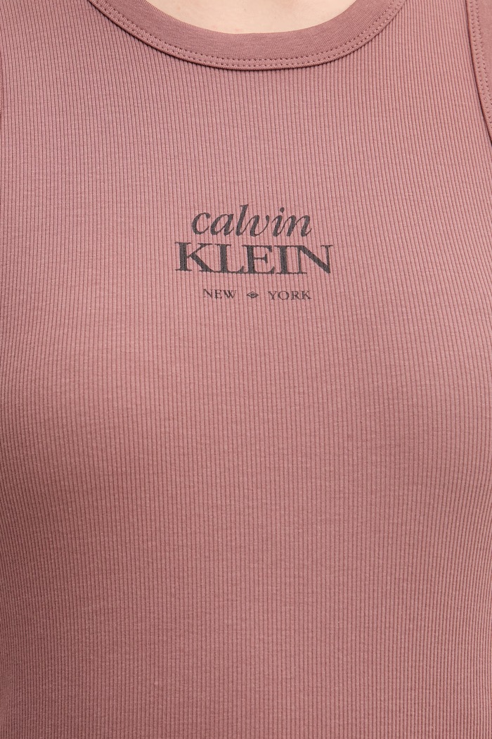 Calvin Klein Jeans top dámsky s bavlnou LV047F239G hnedá