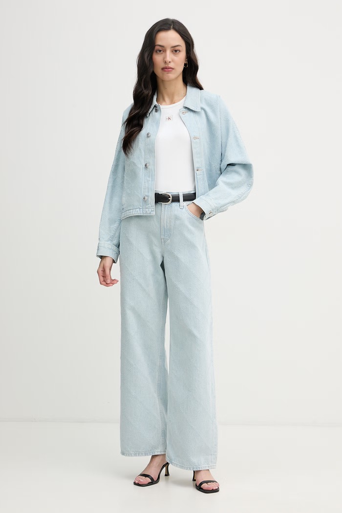 Calvin Klein Jeans τοπ γυναικείο βαμβάκι με ελαστάν LV047F246G μπεζ SS26