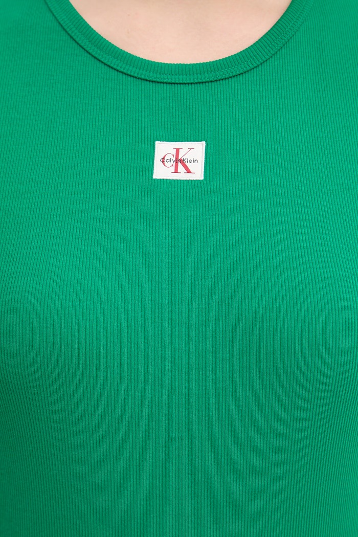 Calvin Klein Jeans top dámsky bavlnený s elastanom LV047F246G zelená