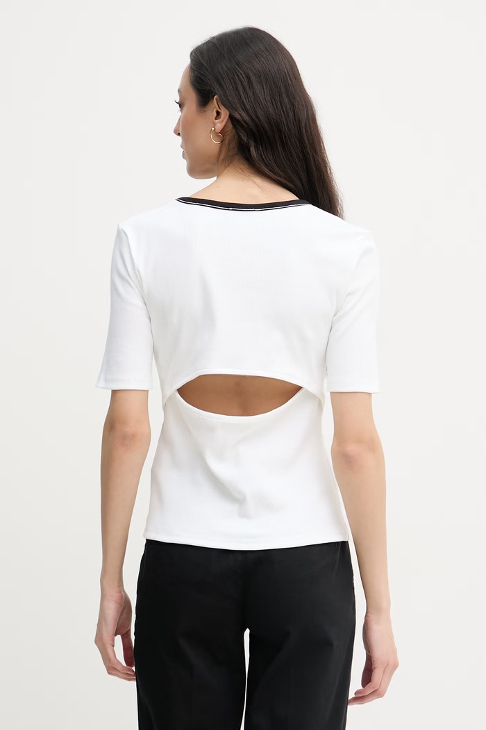 Oblečenie Calvin Klein Jeans tričko dámske bavlnené s elastanom LV047F247G béžová