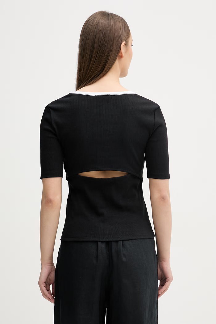 Oblečenie Calvin Klein Jeans tričko dámske bavlnené s elastanom LV047F247G čierna
