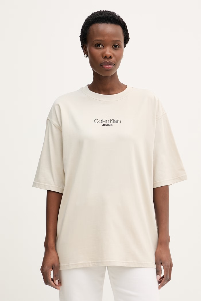 Calvin Klein Jeans tričko dámske bavlnené béžová LV047F812G