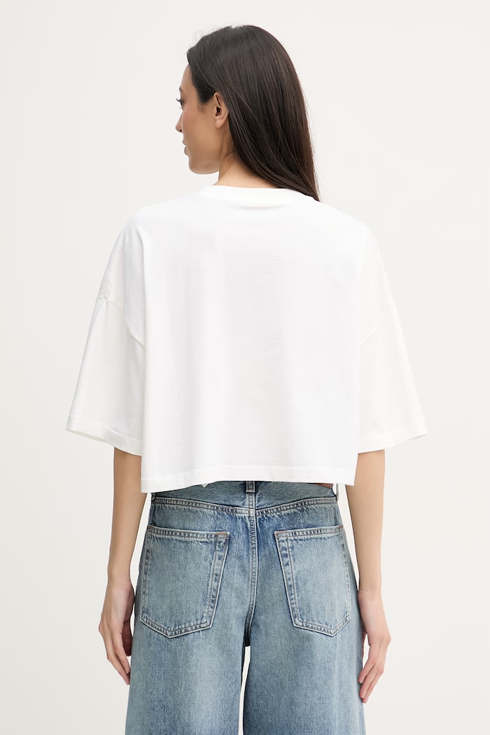 Дрехи Calvin Klein Jeans тениска дамски от памук LV047F813G бежов