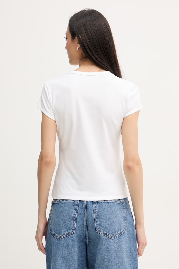 Oblečenie Calvin Klein Jeans tričko dámske bavlnené s elastanom LV047F815G béžová