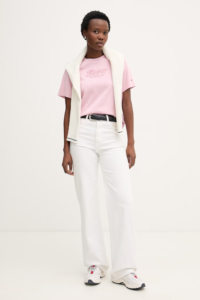 Tommy Hilfiger tričko dámske bavlnené SUMMER WW0WW48707 ružová SS26