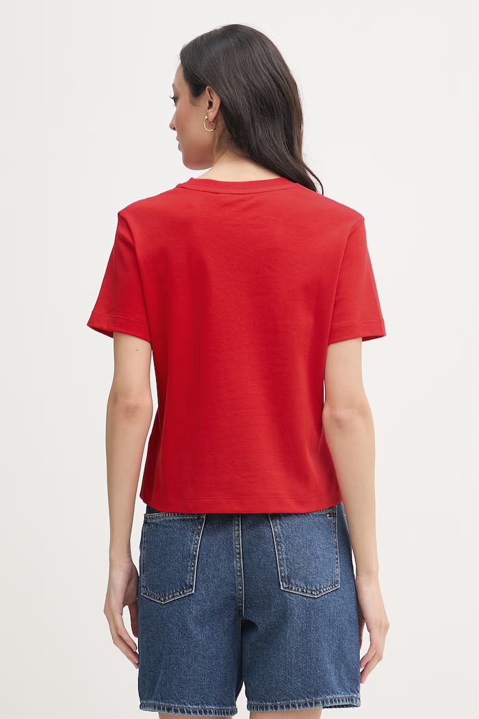Oblečenie Tommy Hilfiger tričko dámske bavlnené SUMMER WW0WW48707 červená