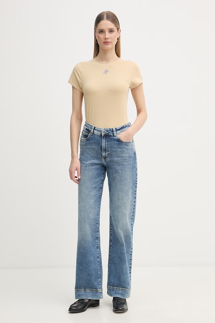 Tommy Hilfiger tričko dámske SUMMER WW0WW48710 béžová SS26