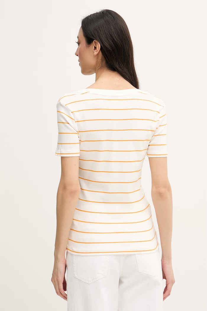 Ρούχα Tommy Hilfiger t-shirt γυναικείο βαμβακερό WW0WW40584. μπεζ
