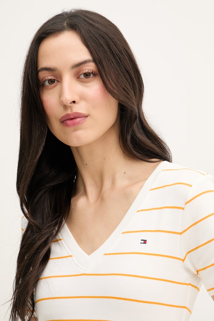 Tommy Hilfiger t-shirt γυναικείο βαμβακερό μπεζ WW0WW40584.