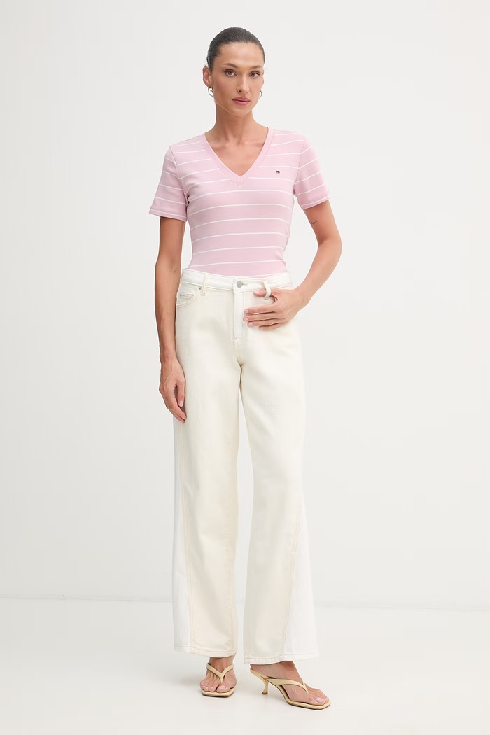 Tommy Hilfiger tričko dámske bavlnené WW0WW40584. ružová SS26