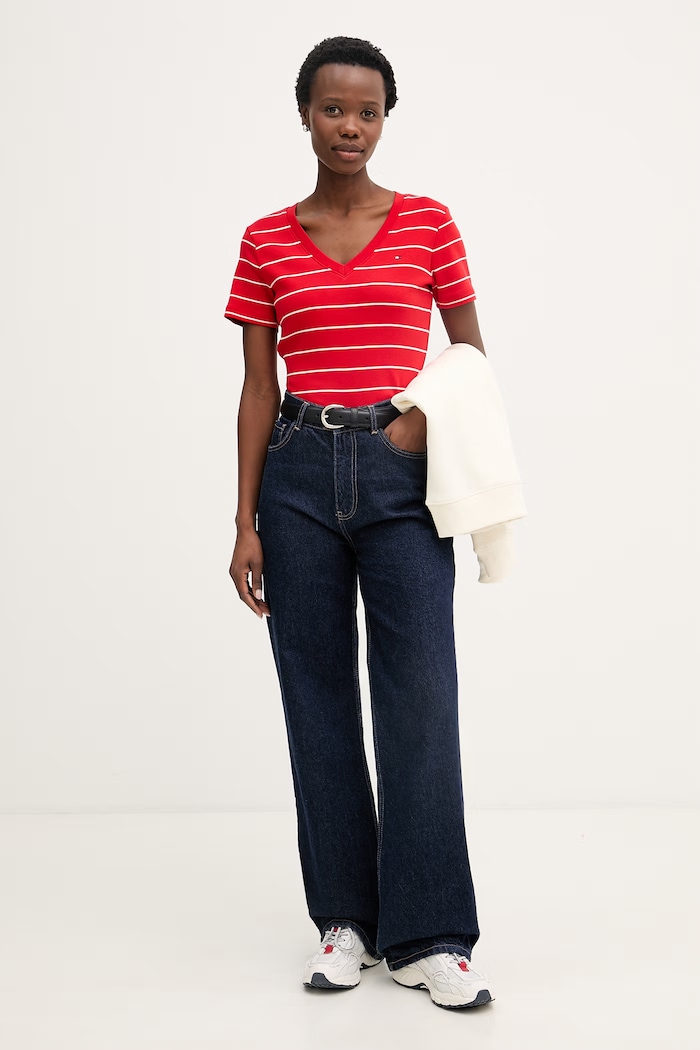 Tommy Hilfiger tričko dámske bavlnené WW0WW40584. červená SS26