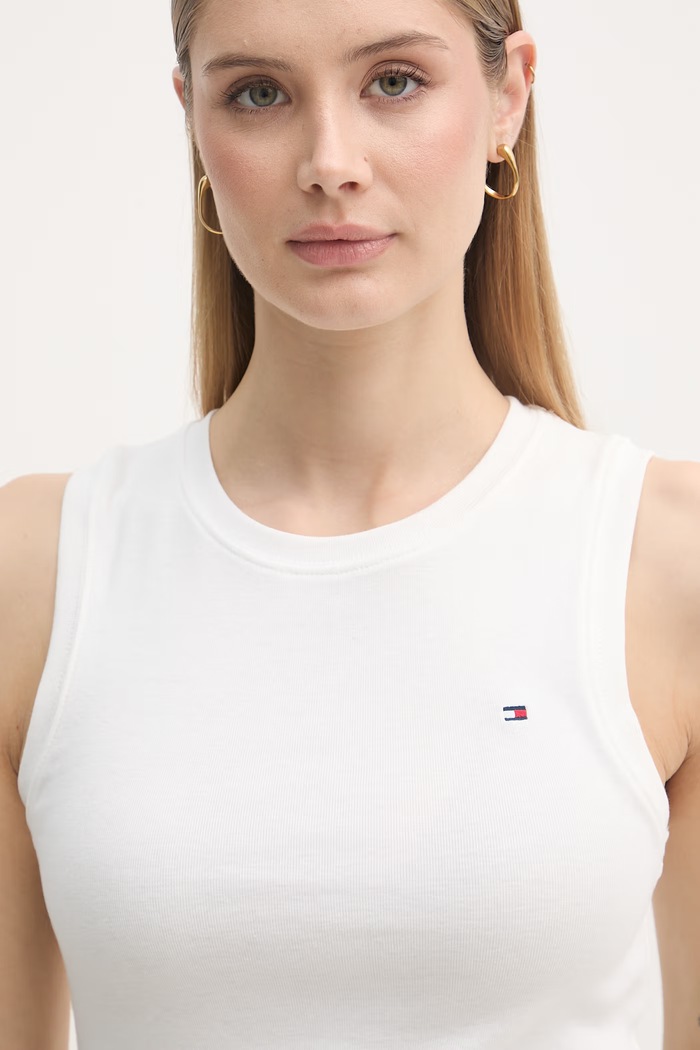 Tommy Hilfiger top dámsky bavlnený biela WW0WW47806