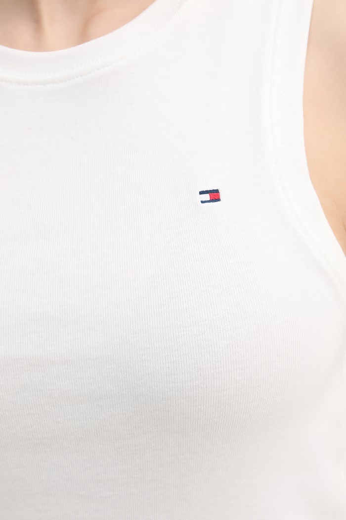 Tommy Hilfiger top dámsky bavlnený WW0WW47806 biela