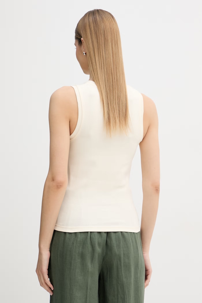 Oblečenie Tommy Hilfiger top dámsky bavlnený WW0WW47806 béžová