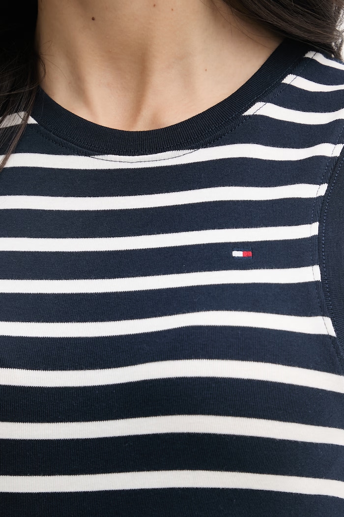 Tommy Hilfiger top dámsky bavlnený WW0WW47806 tmavomodrá