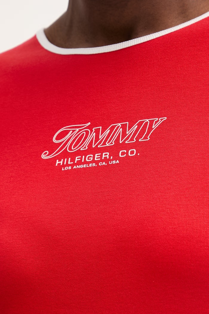 Tommy Hilfiger tričko dámske bavlnené WW0WW49245 červená