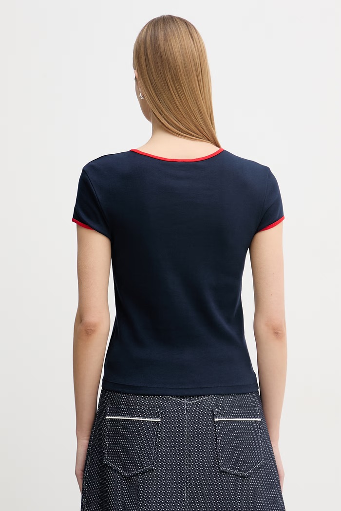 Oblečenie Tommy Hilfiger tričko dámske bavlnené WW0WW49245 tmavomodrá