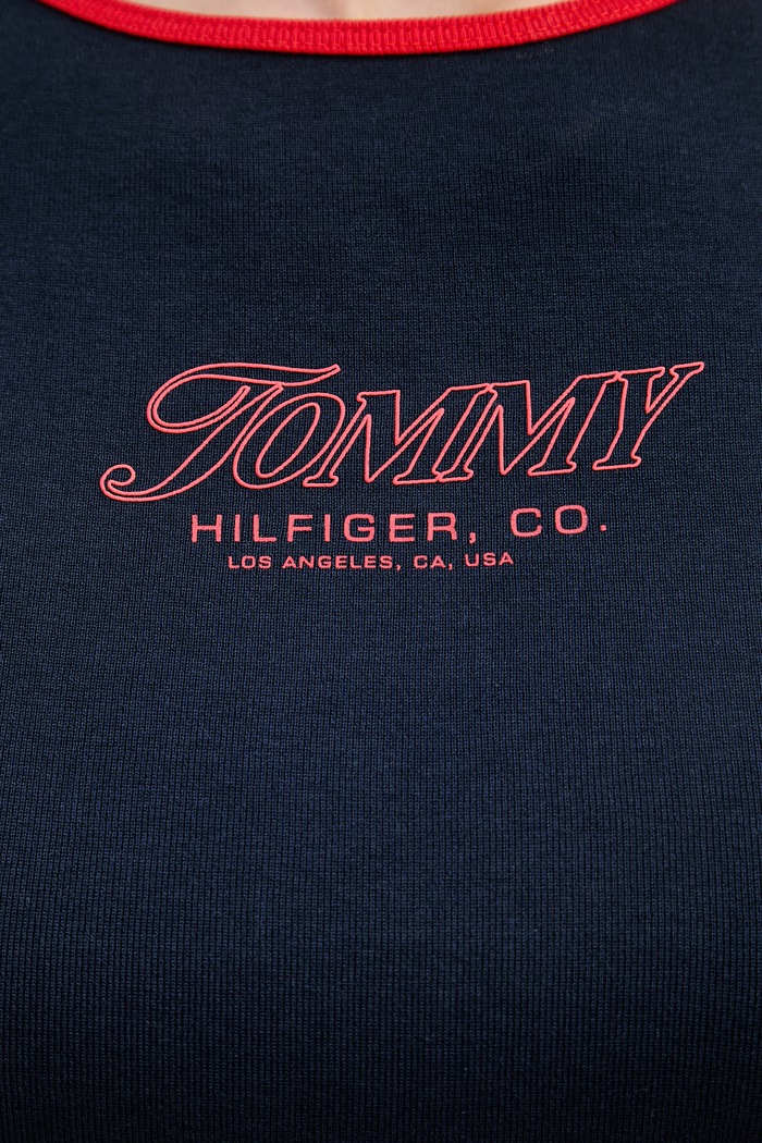 Tommy Hilfiger tričko dámske bavlnené WW0WW49245 tmavomodrá