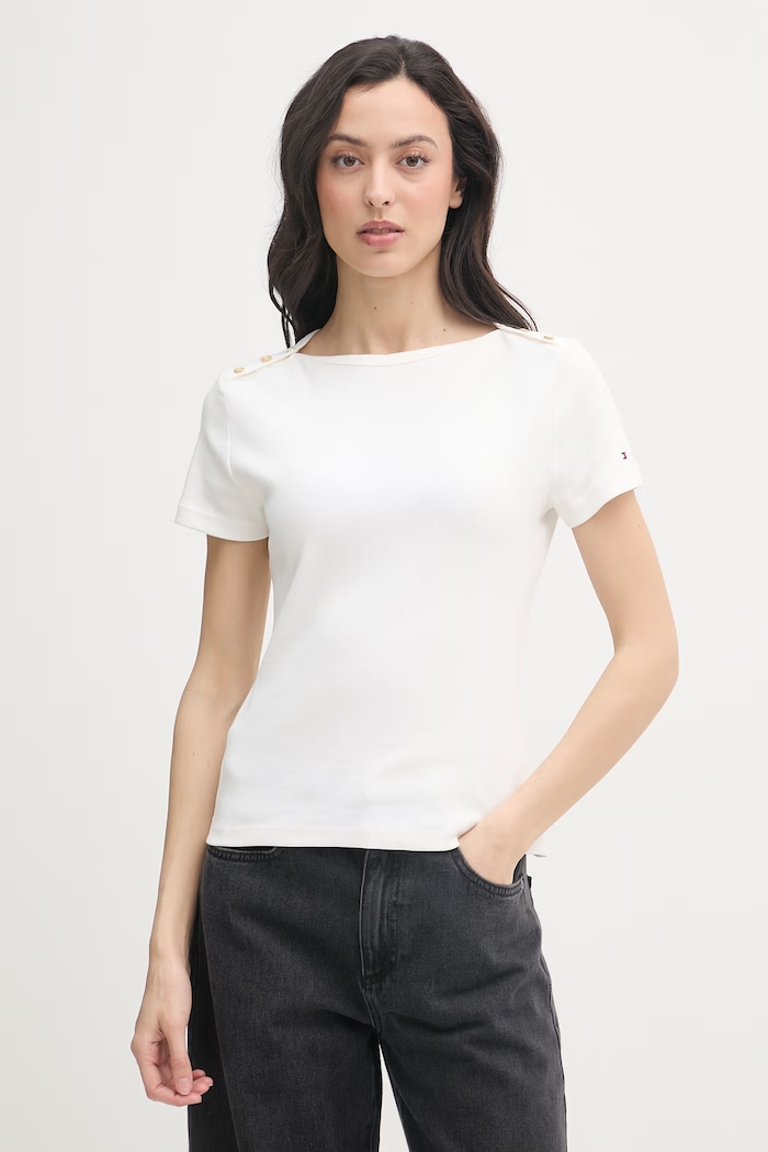 Tommy Hilfiger tricou pentru femei, din bumbac bej WW0WW49250