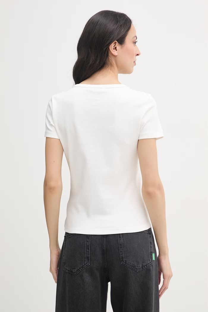 Îmbrăcăminte Tommy Hilfiger tricou pentru femei, din bumbac WW0WW49250 bej