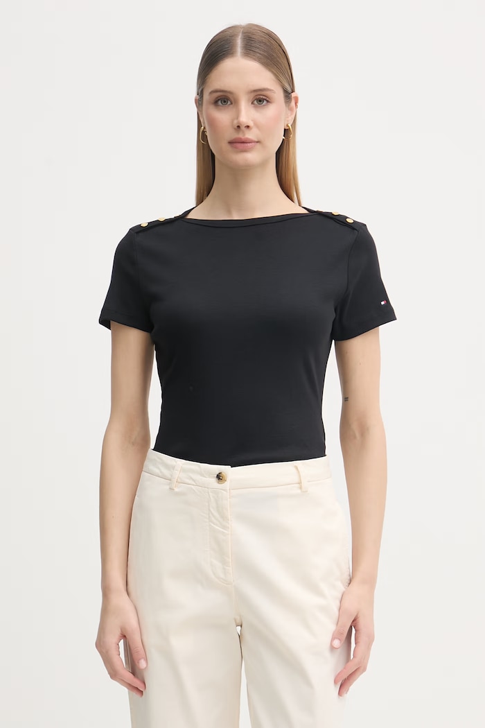 Tommy Hilfiger tričko dámske bavlnené čierna WW0WW49250