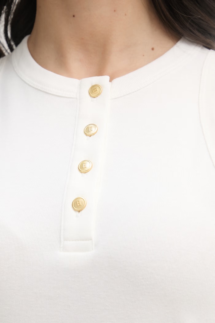 Tommy Hilfiger top femei de bumbac WW0WW49251 bej