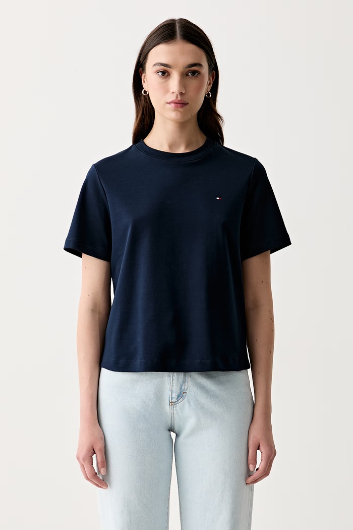 Tommy Hilfiger tričko dámske bavlnené tmavomodrá WW0WW49646