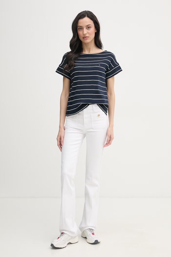 Tommy Hilfiger tričko dámske bavlnené WW0WW49723 tmavomodrá SS26