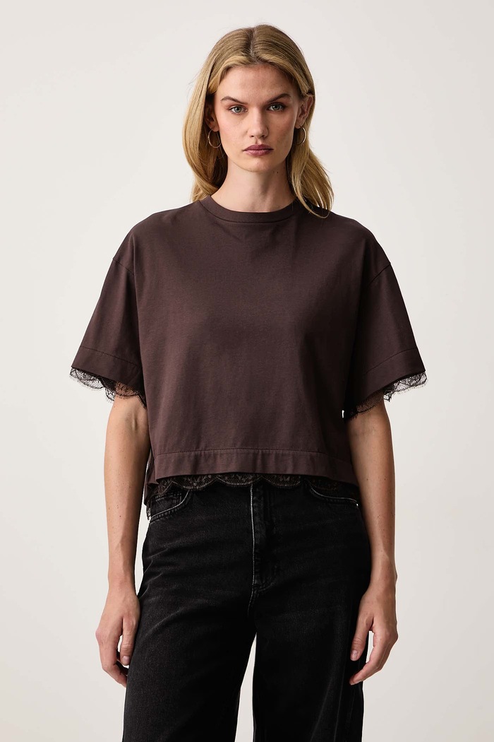 AllSaints T-shirt damski NIA brązowy W025JD