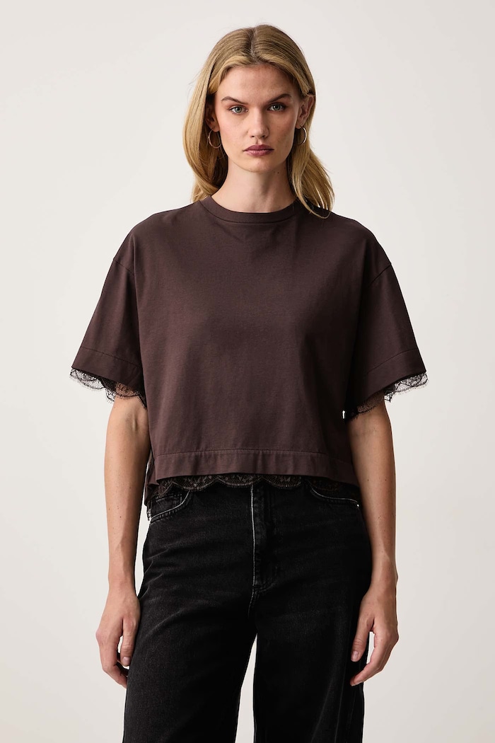 AllSaints T-shirt damski NIA brązowy W025JD