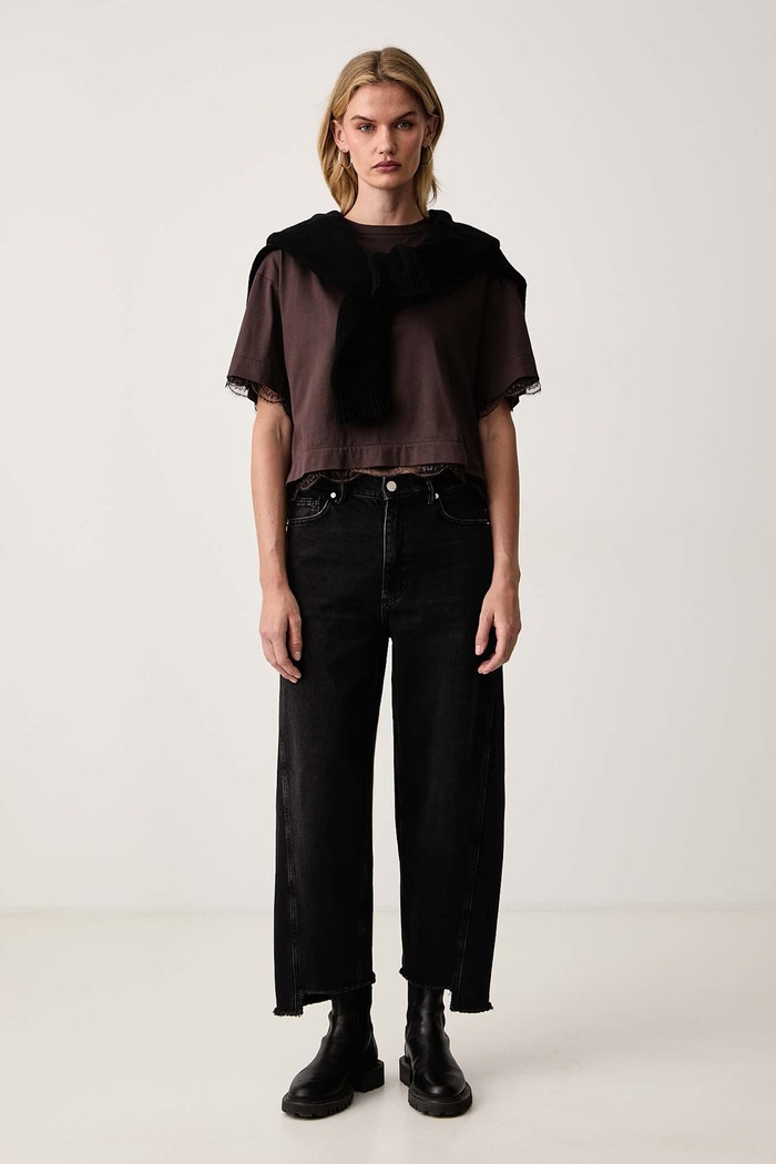 AllSaints T-shirt damski NIA W025JD brązowy SS26