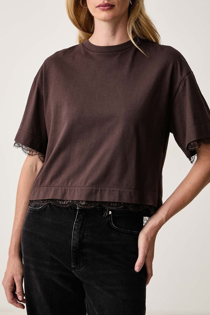 T-shirt damski NIA AllSaints W025JD brązowy