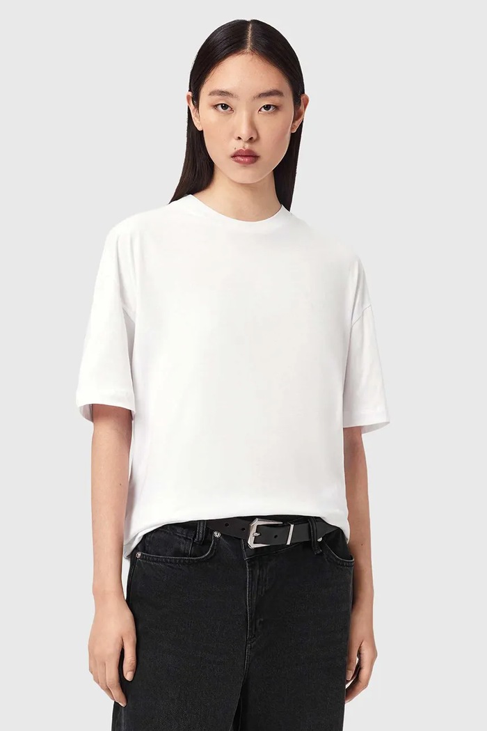 AllSaints dámske bavlnené tričko FUSE W070JE biela SS26