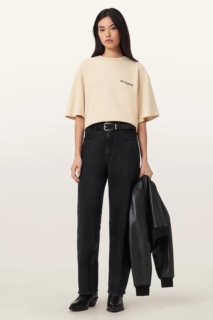 Ruházat AllSaints oversize női pamut HALIS W140JE bézs