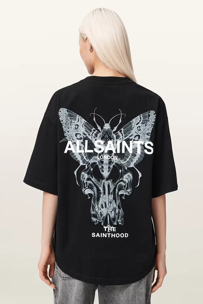 AllSaints oversize t-shirt γυναικείο βαμβακερό HALIS μαύρο W140JE