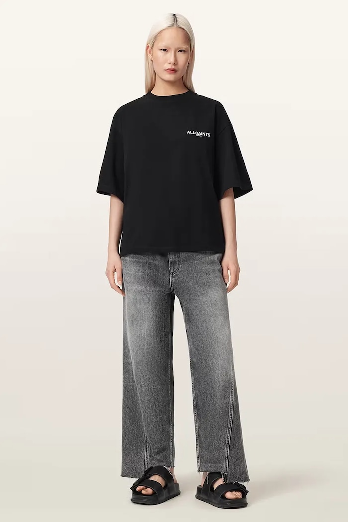 Ρούχα AllSaints oversize t-shirt γυναικείο βαμβακερό HALIS W140JE μαύρο