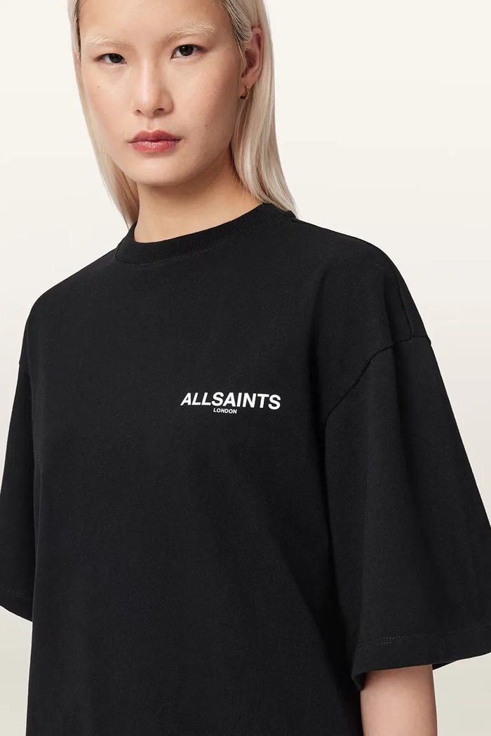 AllSaints oversize t-shirt γυναικείο βαμβακερό HALIS μαύρο W140JE
