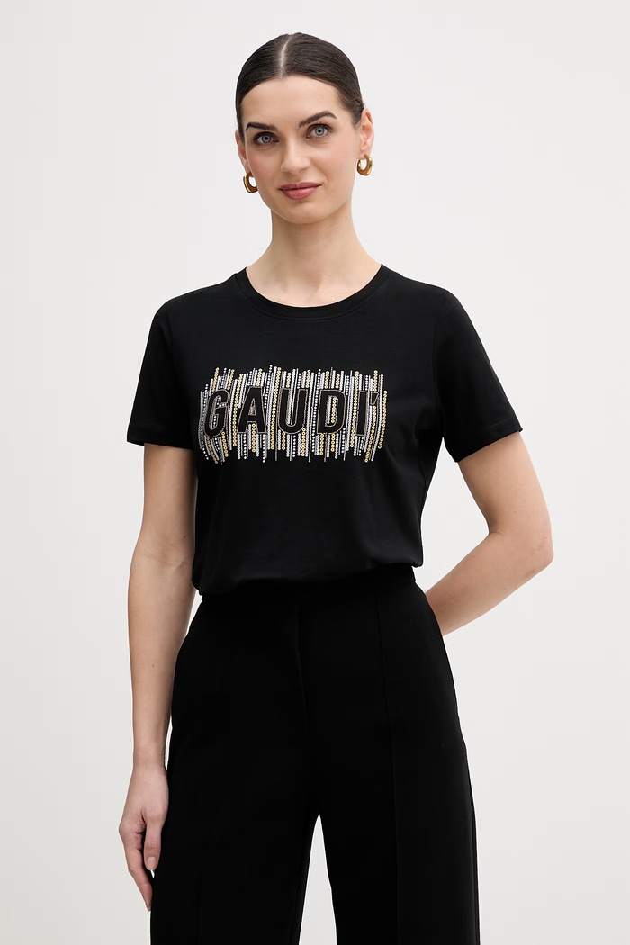 Gaudi t-shirt elasztánnal fekete 611BD64043