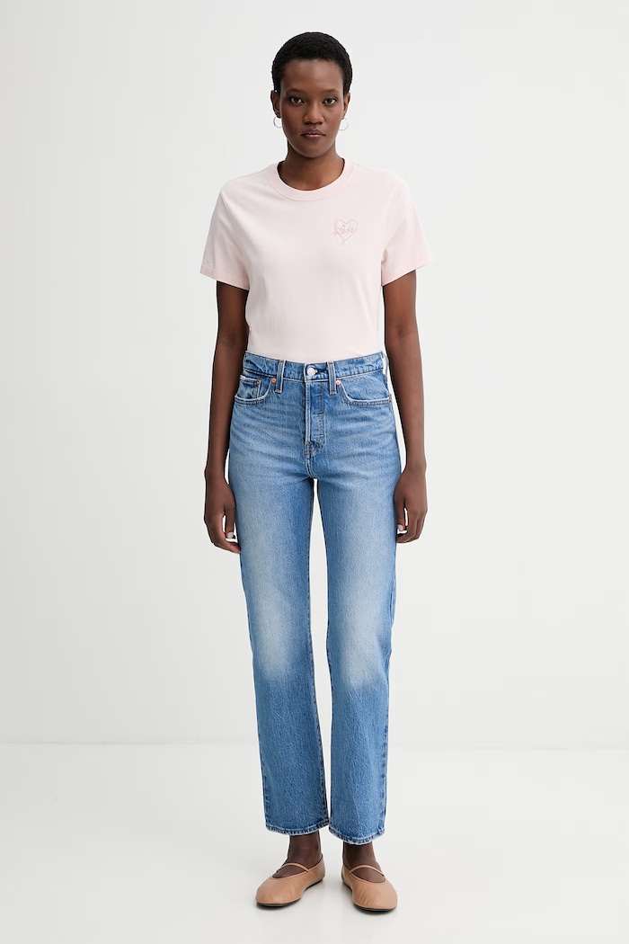 Levi's tricou din bumbac LS FAVORITE TEE SWEET HEART 008Q7 roz SS26