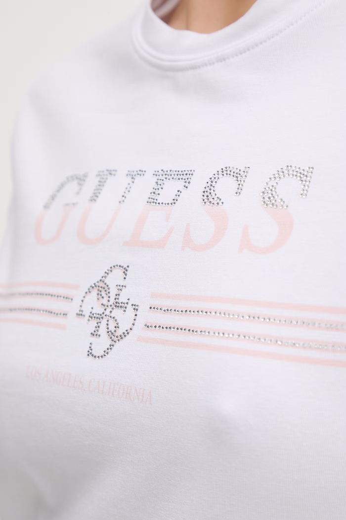 Guess tricou pentru femei, din bumbac cu elastan SIENA V6GI07.K2968 alb