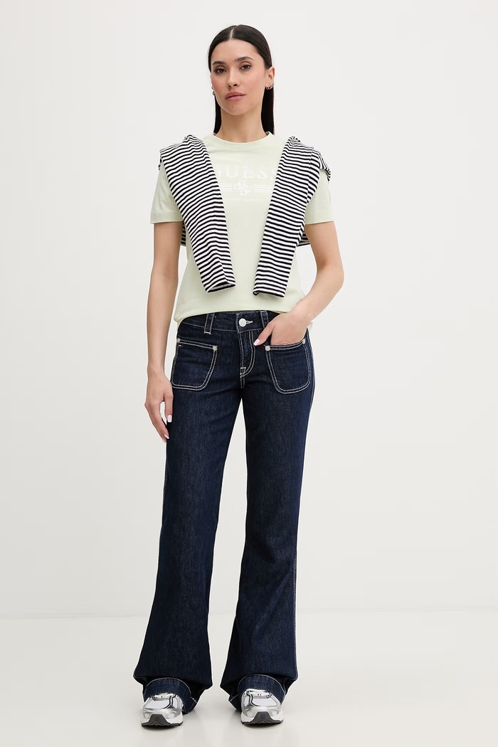 Guess tricou pentru femei, din bumbac cu elastan SIENA V6GI07.K2968 verde SS26