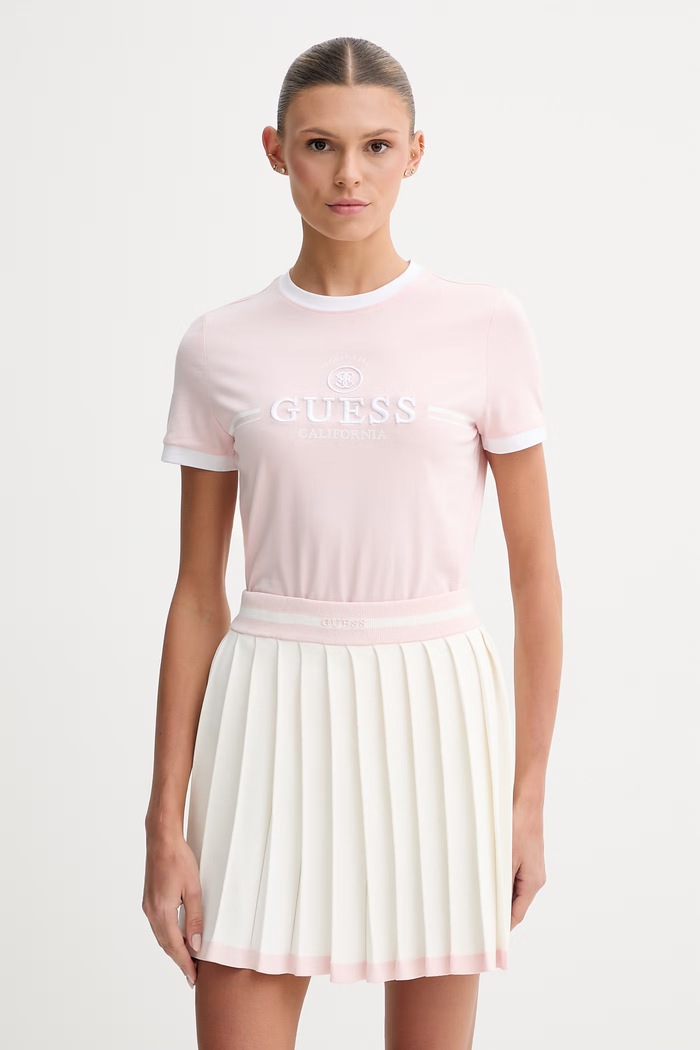 Guess t-shirt γυναικείο βαμβακερό MILA ροζ V6GI08.K2975