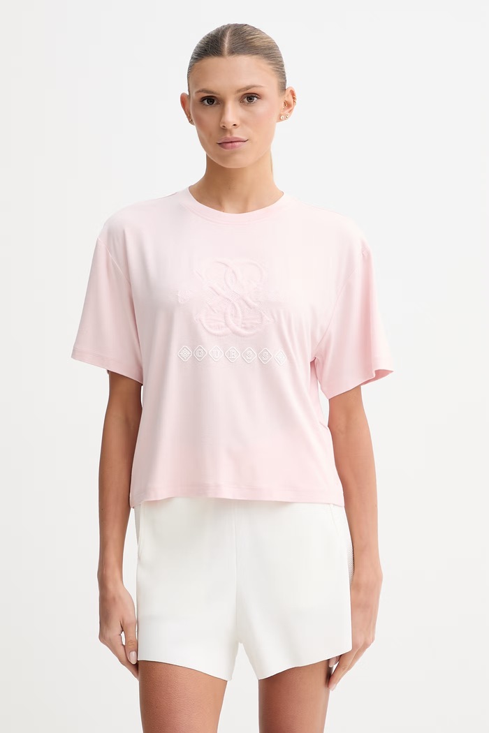 Guess tricou damski din vâscoză GABI roz V6GI10.K2977