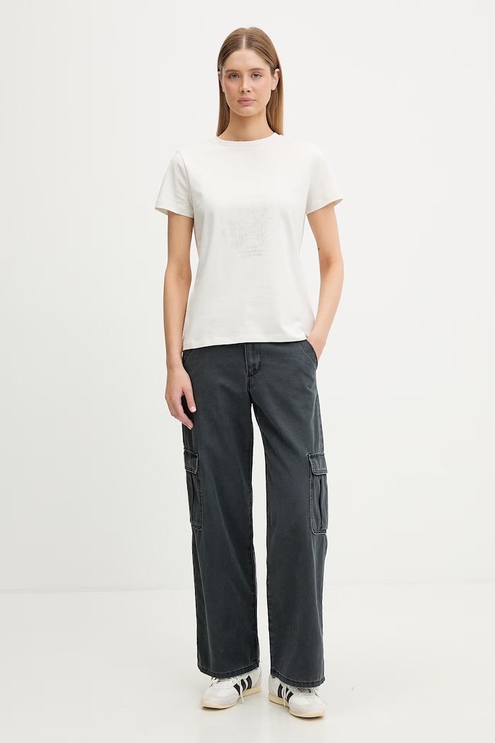 Guess tricou pentru femei, din bumbac cu elastan ROMY V6GI12.K3325 bej SS26