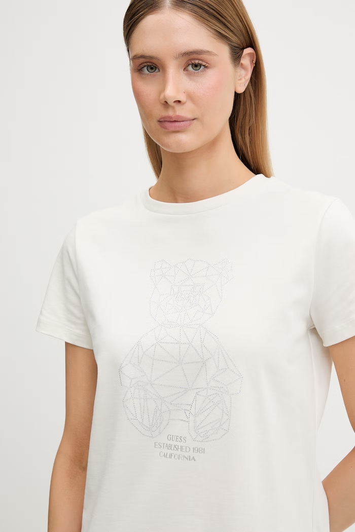 Guess tricou pentru femei, din bumbac cu elastan ROMY bej V6GI12.K3325