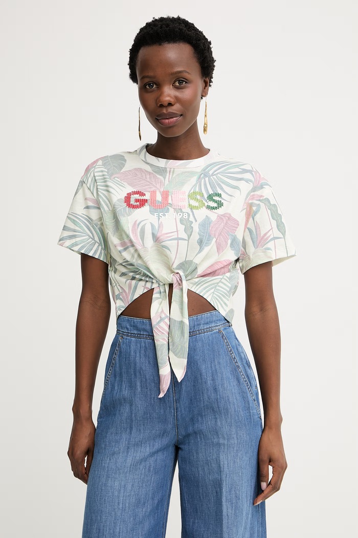 Guess tricou pentru femei, din bumbac galben W6GI09.K3024