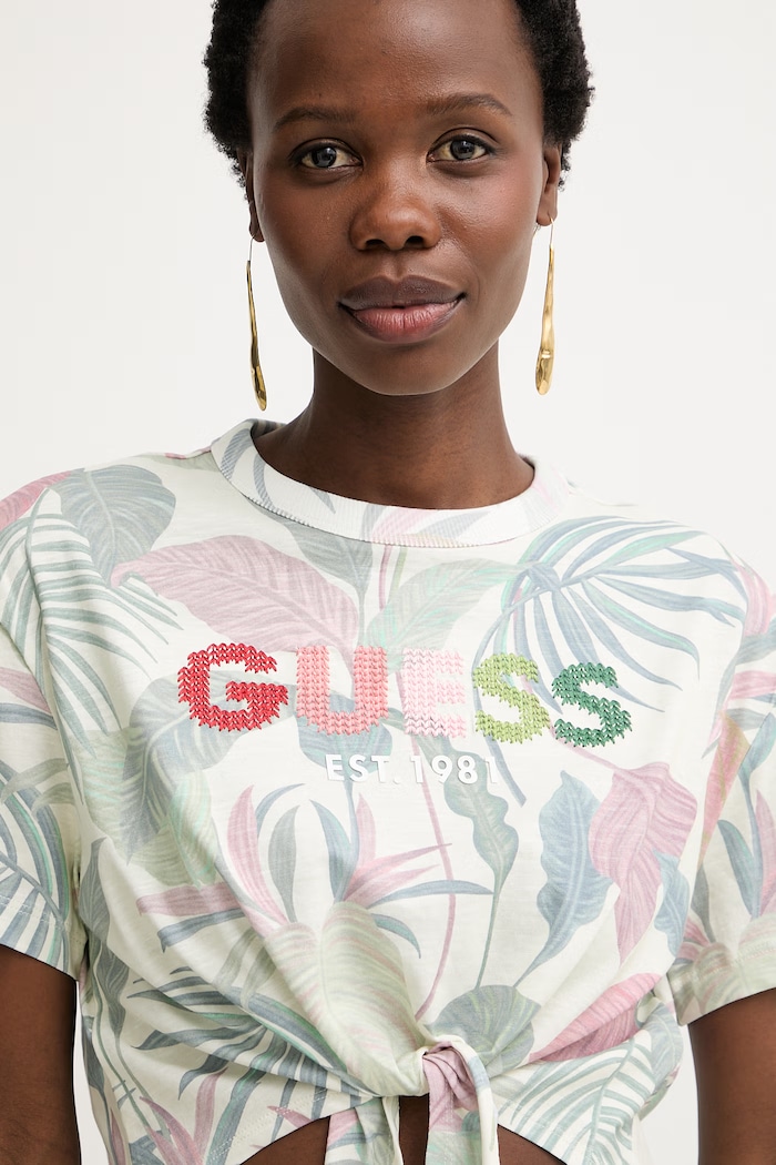 Guess tricou pentru femei, din bumbac galben W6GI09.K3024